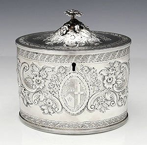 English antique silver tea caddy by Henry Chawner London 1788